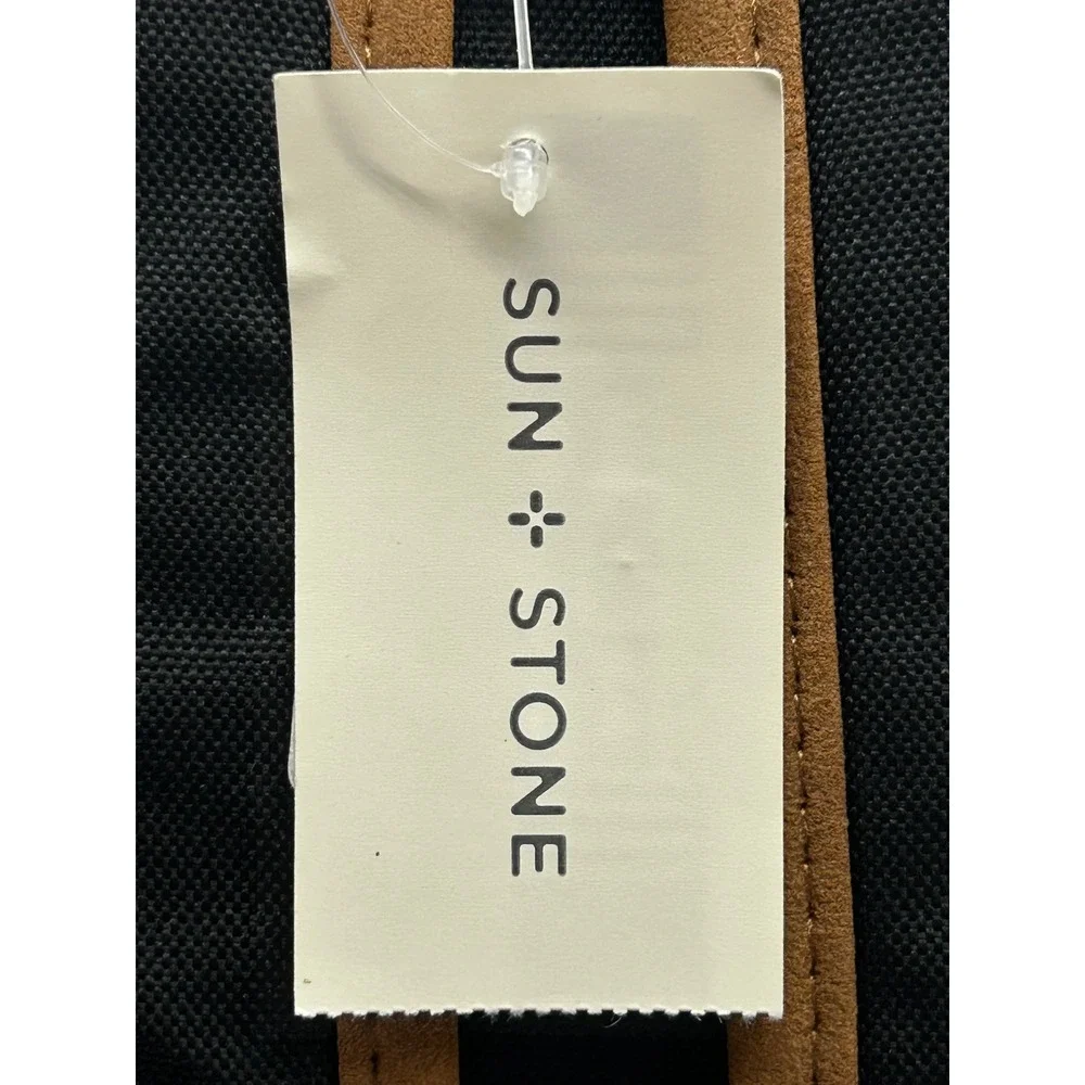 Sun + Stone Canvas Backpack Black Brown Faux Suede Bottom School Bag NEW